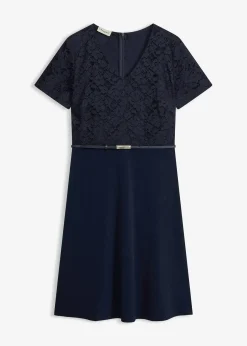 Femme bonprix Mode Festive|Robes|Robe courte avec ceinture et dentelle