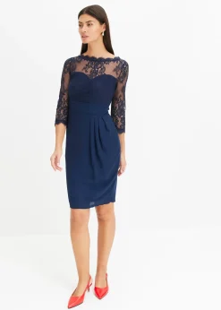 Femme bonprix Mode Festive|Robes|Robe courte avec empiècement dentelle