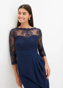 Femme bonprix Mode Festive|Robes|Robe courte avec empiècement dentelle