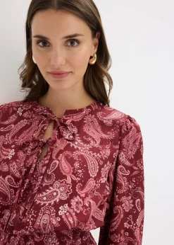 bonprix Robe courte en crêpe texturé|Femme Robes