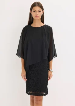 bonprix Robe courte en dentelle avec drapé en mousseline|Femme Mode Festive|Robes
