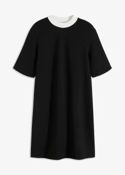 bonprix Robe courte en matière néoprène à col montant contrastant|Femme Robes