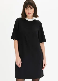 bonprix Robe courte en matière néoprène à col montant contrastant|Femme Robes