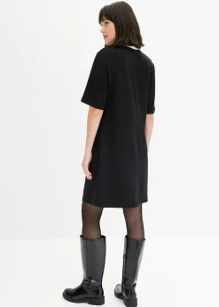bonprix Robe courte en matière néoprène à col montant contrastant|Femme Robes