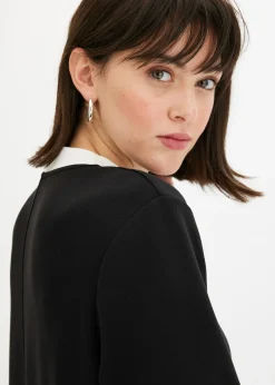 bonprix Robe courte en matière néoprène à col montant contrastant|Femme Robes