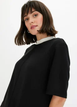 bonprix Robe courte en matière néoprène à col montant contrastant|Femme Robes