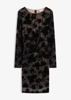 bonprix Robe courte en mesh à imprimé floqué|Femme Mode Festive|Robes