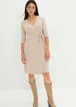 bonprix Robe de grossesse/d’allaitement en maille ultra douce à manches 3/4|Femme Femme Enceinte