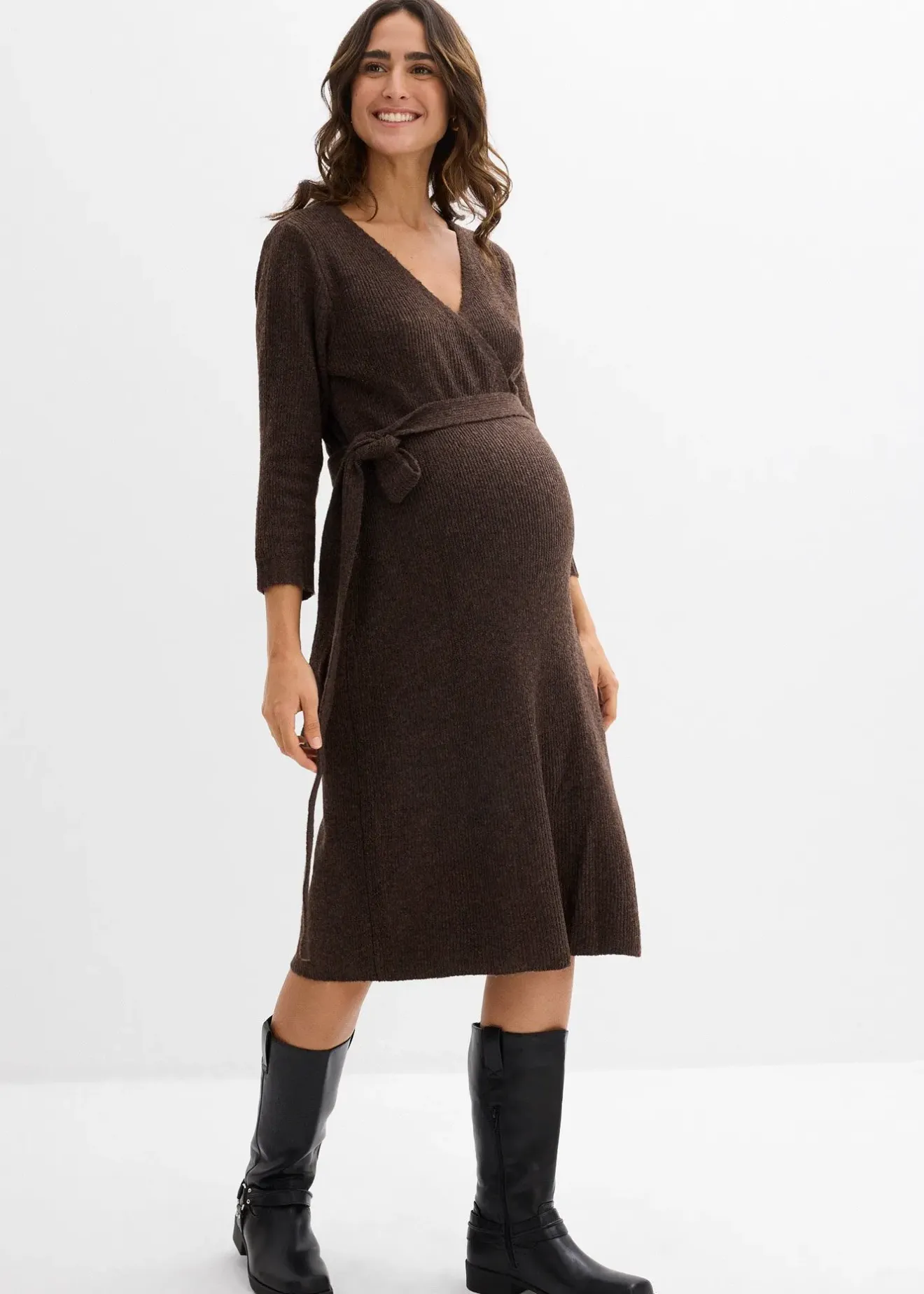 Femme bonprix Femme Enceinte|Robe de grossesse/d’allaitement en maille ultra douce à manches 3/4