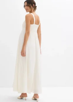 Femme bonprix Femme Enceinte|Robe de mariée de grossesse avec dentelle, satin et crêpe georgette