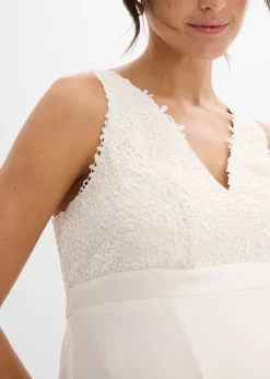 Femme bonprix Femme Enceinte|Robe de mariée de grossesse avec dentelle, satin et crêpe georgette