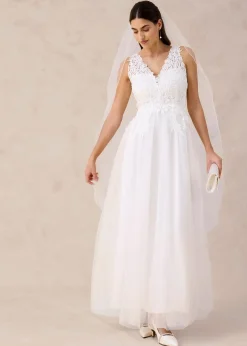 Femme bonprix Robes|Tailles Petite|Robe de mariée en tulle et dentelle