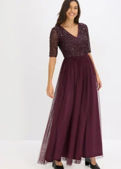 bonprix Robe de soirée en tulle avec haut brodé de sequins|Femme Mode Festive|Robes