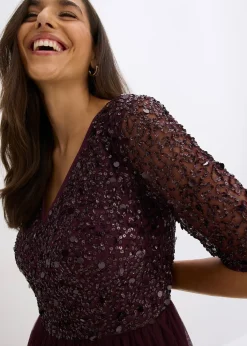 bonprix Robe de soirée en tulle avec haut brodé de sequins|Femme Mode Festive|Robes