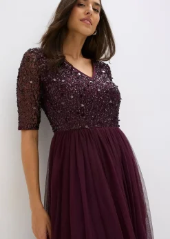 bonprix Robe de soirée en tulle avec haut brodé de sequins|Femme Mode Festive|Robes