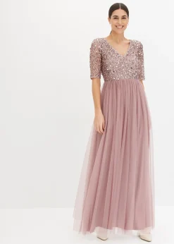bonprix Robe de soirée en tulle avec haut brodé de sequins|Femme Mode Festive|Robes