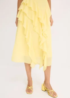 Femme bonprix Mode Festive|Robes|Robe en crêpe avec bretelles et volants