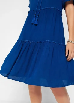 Femme bonprix Robes|Robe en crépon de viscose, longueur genou, détail encolure