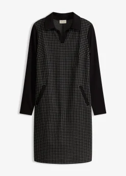 bonprix Robe en jacquard à col contrastant|Femme Robes