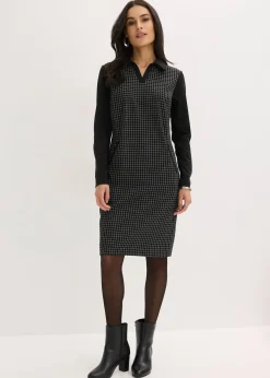 bonprix Robe en jacquard à col contrastant|Femme Robes