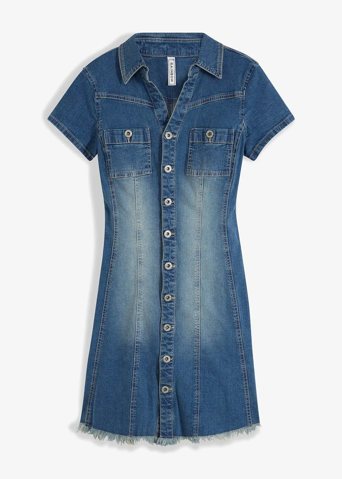 bonprix Robe en jean boutonnée avec ourlet à cru|Femme Robes