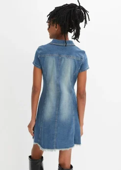 bonprix Robe en jean boutonnée avec ourlet à cru|Femme Robes