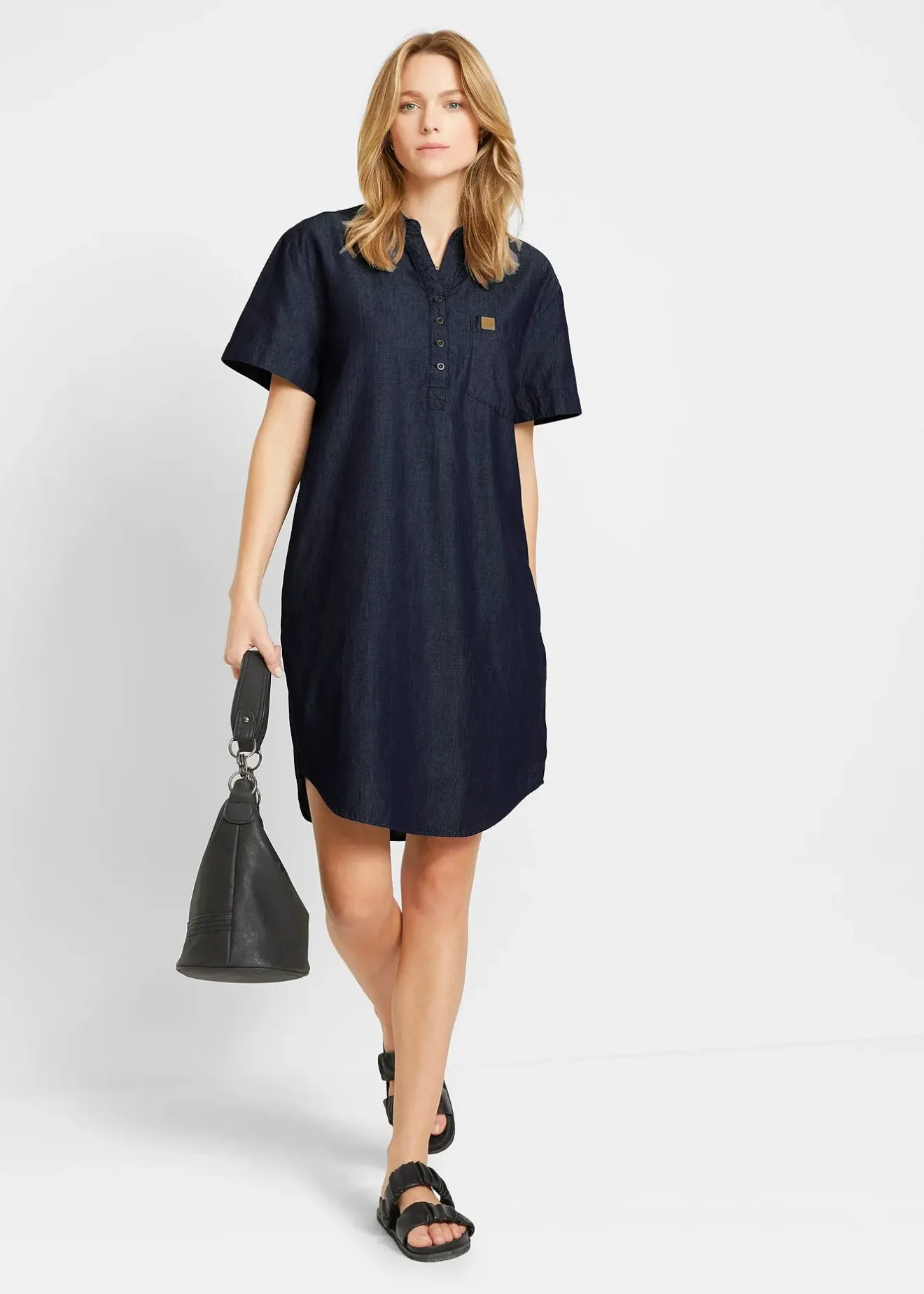 bonprix Robe en jean, manches courtes|Femme Robes