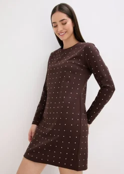 bonprix Robe en jersey à strass|Femme Robes