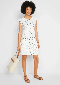 Femme bonprix Robes|Robe en jersey imprimé à manches papillon