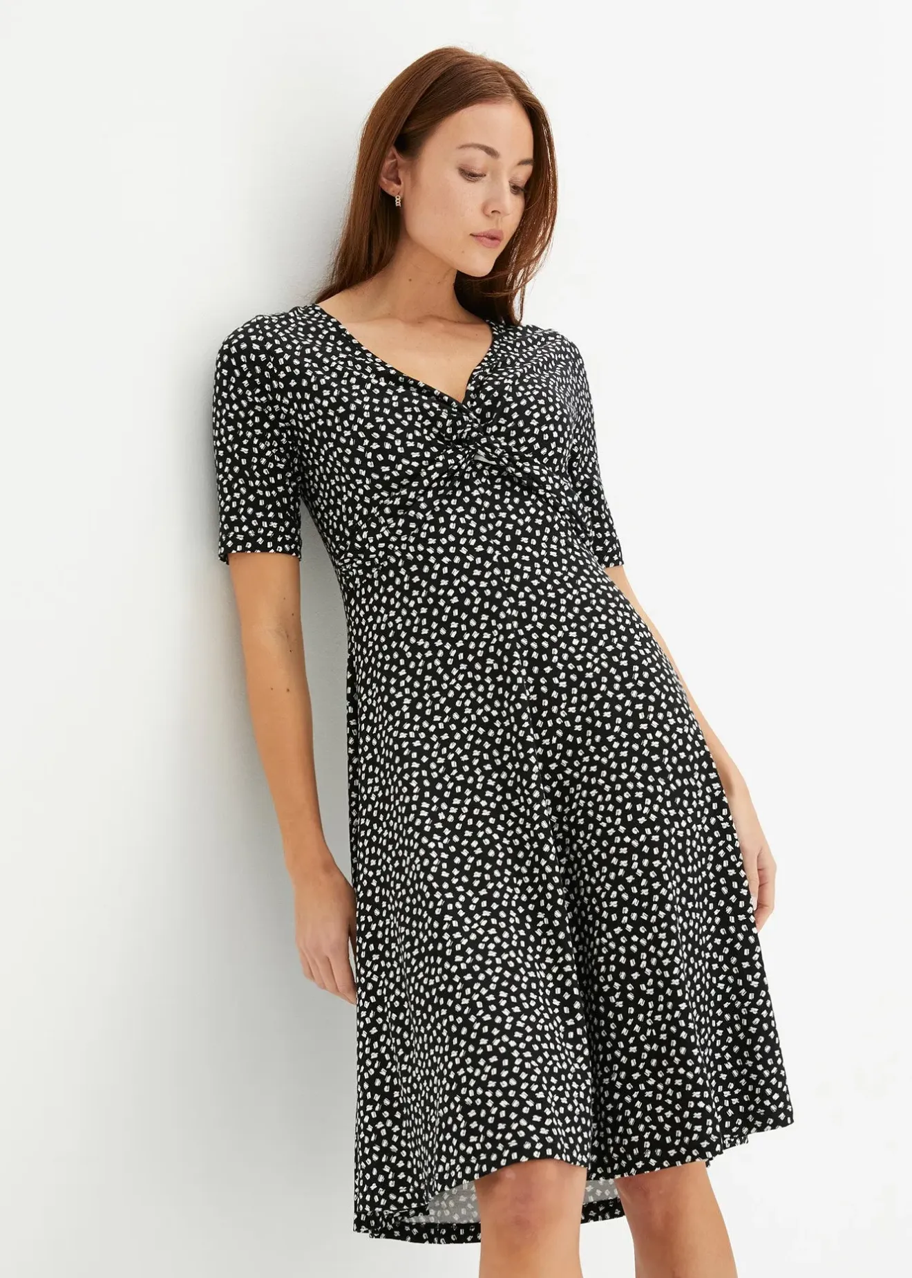 bonprix Robe en jersey imprimé avec drapé|Femme Robes
