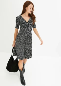bonprix Robe en jersey imprimé avec drapé|Femme Robes