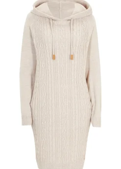 bonprix Robe en maille à capuche avec torsades|Femme Maille|Robes