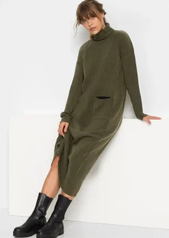 Femme bonprix Maille|Robes|Robe en maille à col roulé