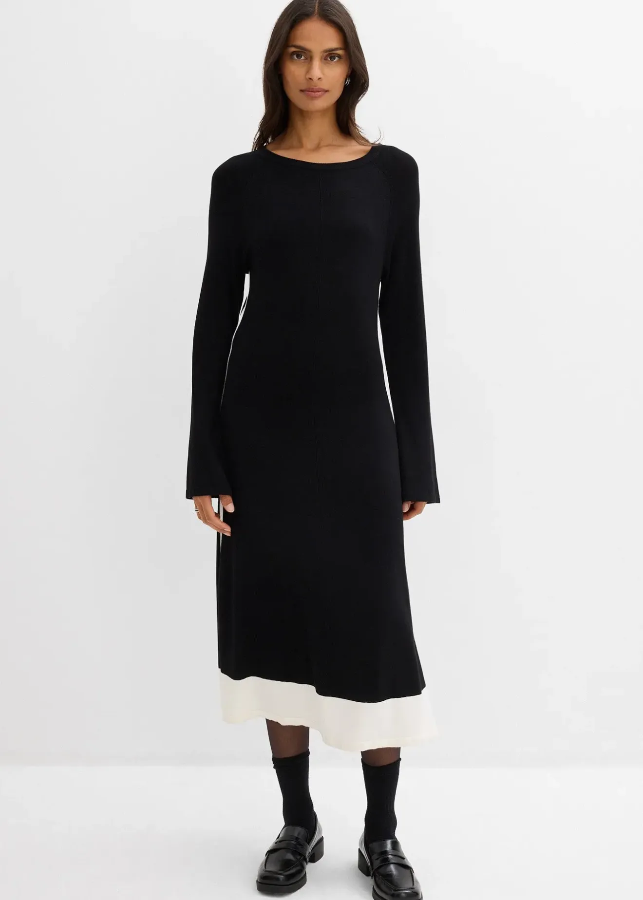 Femme bonprix Maille|Robes|Robe en maille à détails contrastants