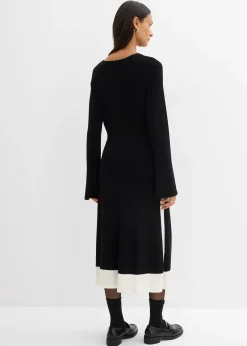 Femme bonprix Maille|Robes|Robe en maille à détails contrastants