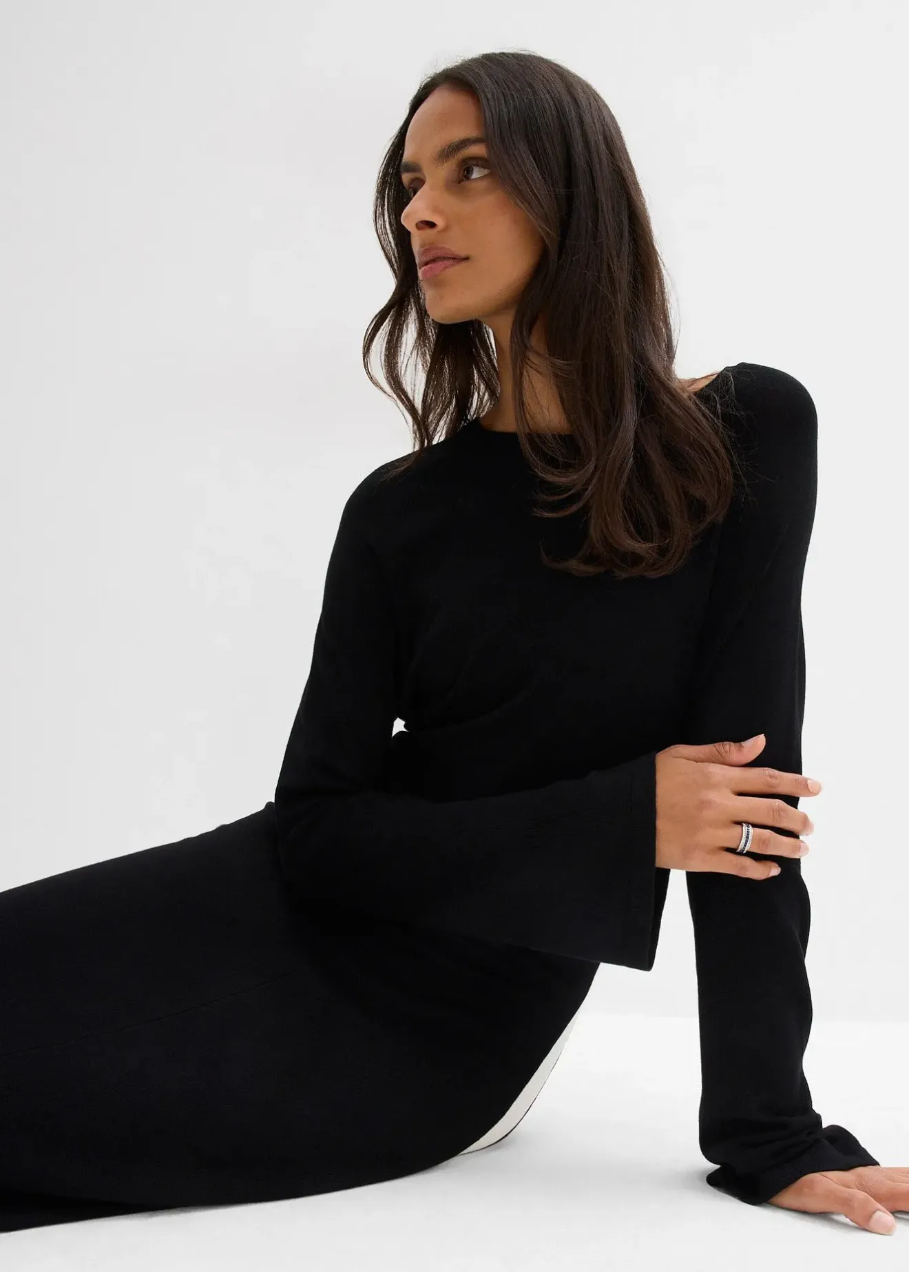 Femme bonprix Maille|Robes|Robe en maille à détails contrastants