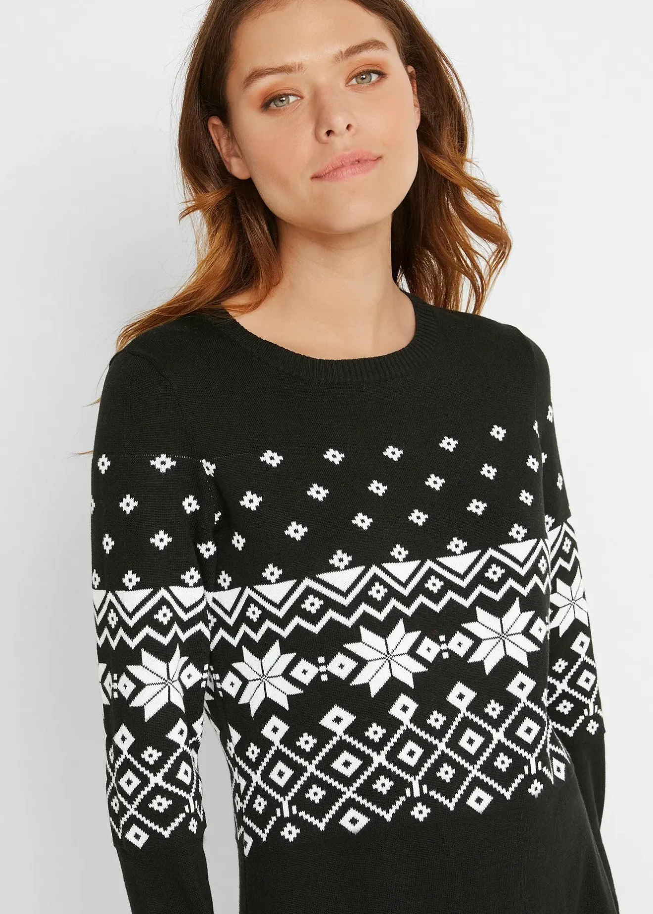 Femme bonprix Maille|Robes|Robe en maille à motif norvégien