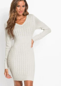 Femme bonprix Maille|Robes|Robe en maille à motif torsadé