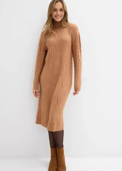 Femme bonprix Maille|Robes|Robe en maille à motif torsadé