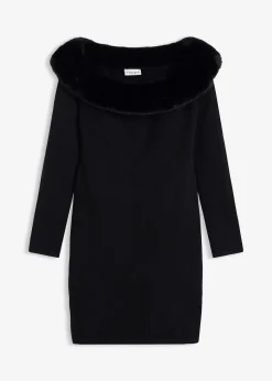 Femme bonprix Maille|Robes|Robe en maille avec empiècement peluche