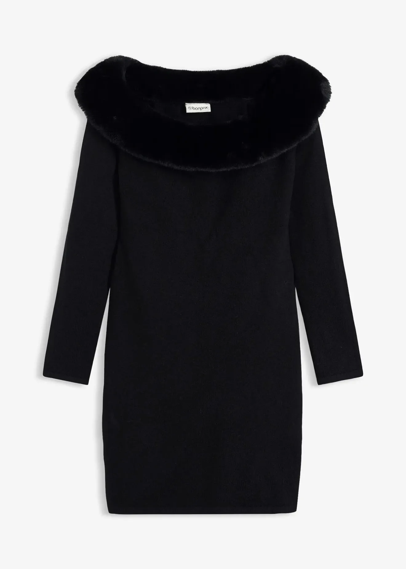 Femme bonprix Maille|Robes|Robe en maille avec empiècement peluche