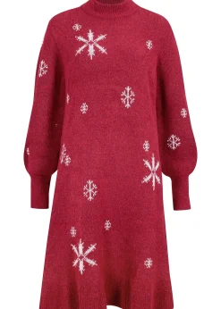 Femme bonprix Maille|Robes|Robe en maille avec flocons de neige