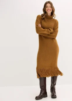 Femme bonprix Maille|Robes|Robe en maille avec franges à la base