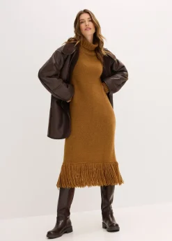 Femme bonprix Maille|Robes|Robe en maille avec franges à la base