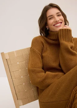 Femme bonprix Maille|Robes|Robe en maille avec franges à la base