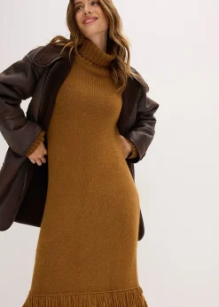 Femme bonprix Maille|Robes|Robe en maille avec franges à la base