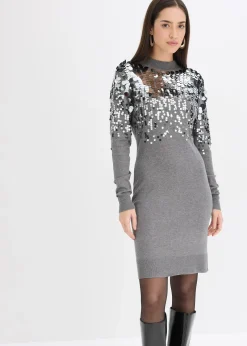 Femme bonprix Maille|Robes|Robe en maille avec sequins sur le haut