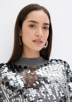 Femme bonprix Maille|Robes|Robe en maille avec sequins sur le haut