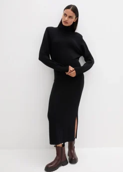 Femme bonprix Maille|Robes|Robe en maille de laine mérinos