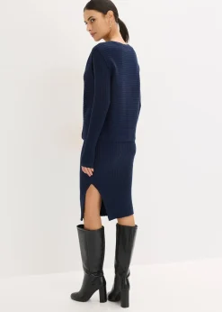 Femme bonprix Robes|Robe en maille et gilet sans manches (ens. 2 pces)